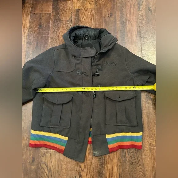 Coogi Australia Spell Out Rainbow Hooded Gray Jacket Coat Womens - Picture 6 of 8